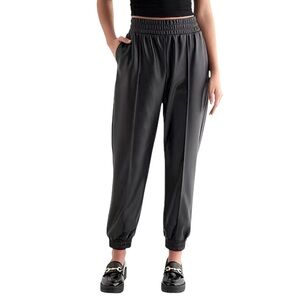 Express High Waisted Black Satin Seamed Joggers size Small